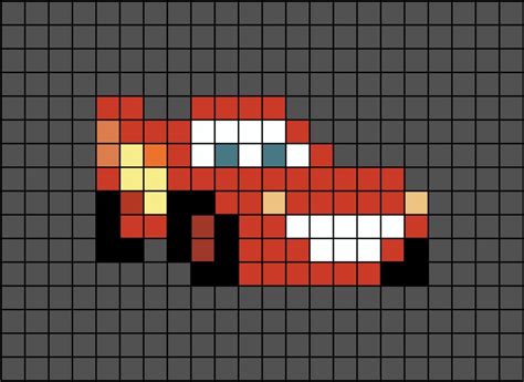 A small-ish pixel art template of Lightning McQueen. Easy Pixel Art ...