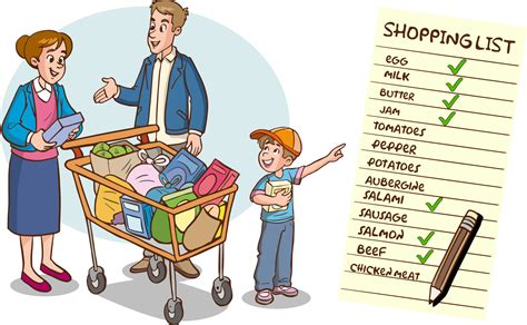 family shopping at the market and shopping list cartoon vector 20291042 ...