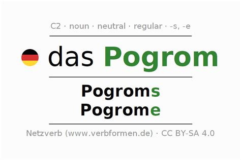 Declension German "Pogrom" - All cases of the noun, plural, article ...