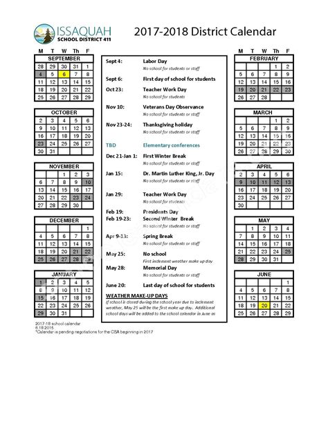 Issaquah School District Calendar | Qualads