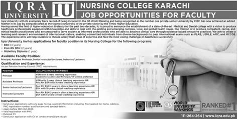 Iqra University Karachi Campus Faculty Jobs 2020 2024 Job Advertisement ...