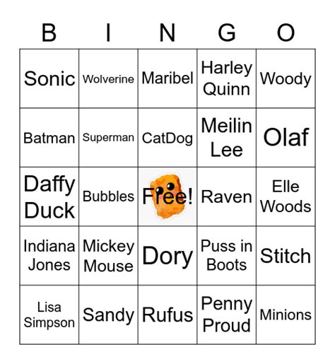 Character Bingo Card