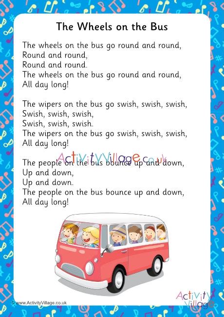 The Wheels On The Bus Song Lyrics Printable