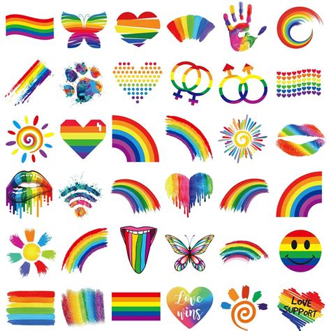 Ooopsiun 40 Sheets Rainbow Temporary Tattoos - Pride Tattoos Butterfly ...