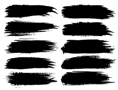 Set of brush strokes, Black ink grunge brush strokes. Vector ...