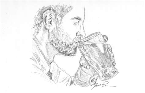 How to Sketch a Man Drinking Beer - Let's Draw Today