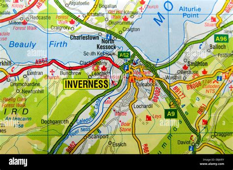 Road Map of Inverness, Scotland Stock Photo - Alamy