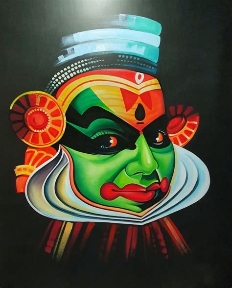 Handmade original canvas acrylic painting Kathakali dance Kerala ...