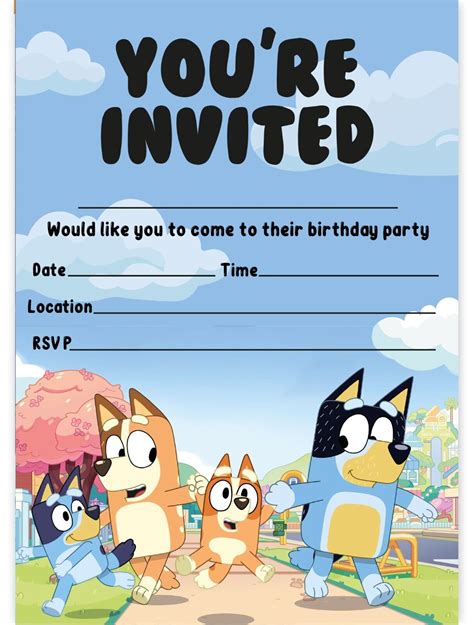 BLUEY THEME BIRTHDAY PARTY INVITATIONS BLUEY | Grelly UK