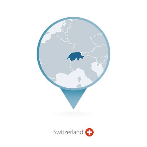 Premium Vector | Map pin with detailed map of switzerland and ...