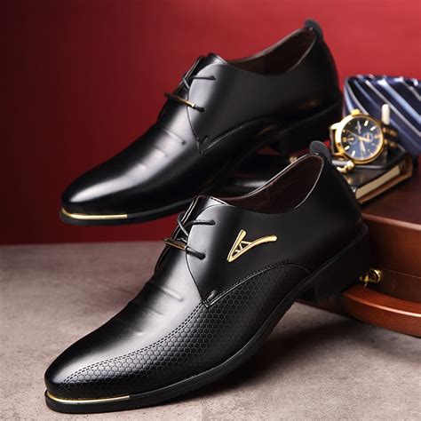 luxury Brand Classic Man Pointed Toe Dress Shoes Mens Patent Leather ...