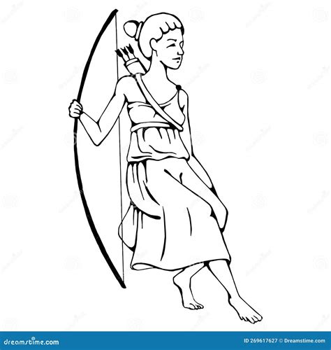 Artemis With A Bow, In Greek Chiten. Cartoon Vector | CartoonDealer.com ...