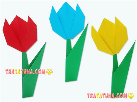 Origami tulip for kids: step-by-step instruction