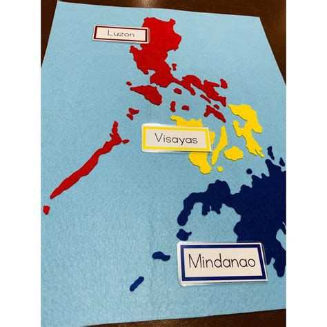 Philippine Map - Felt Map - Luzon Visayas Mindanao Laminated Labels ...