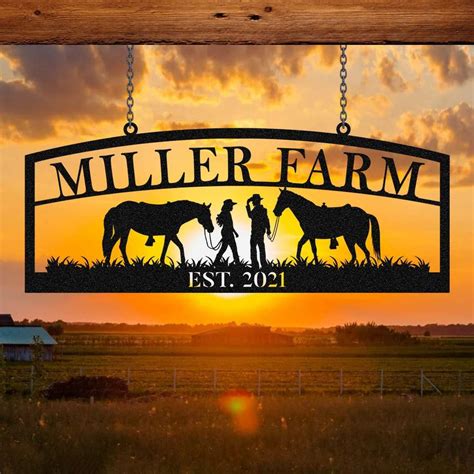 Horseshoe Metal Ranch Signs Horse Name Sign Farmhouse Decoration Gift ...