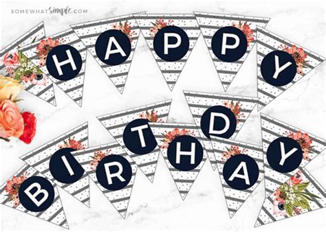 Floral Happy Birthday Banner - Etsy