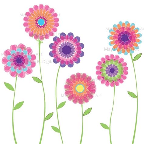 Pink Flowers Spring Flowers Decoration Clipart by MayPLDigitalArt