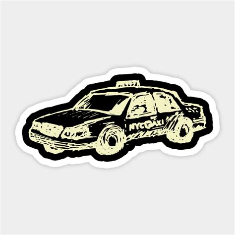 NYC Taxi Cab Hand Drawing - Yellow Cab - Sticker | TeePublic