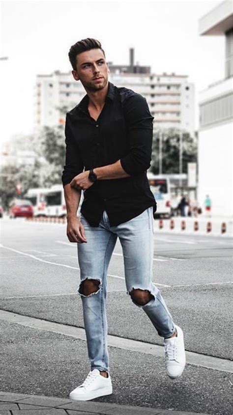 22 Amazing street style outfits! | Black shirt outfit men, Shirt outfit ...