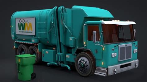 3D model Garbage Truck and Trash Can Rigged C4D VR / AR / low-poly ...