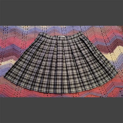 Black and White Plaid Skirt -S/M (marking it as... - Depop