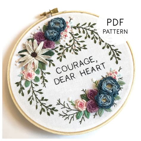 Hand Embroidery Pattern PDF Floral Embroidery Design Flower - Etsy