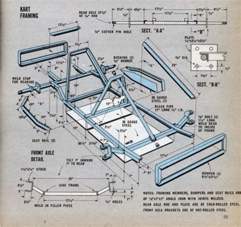 Go-Cart plans | 1962 Mechanix Illustrated | Go kart frame, Go kart ...