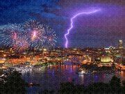 Pittsburgh Pennsylvania Skyline Fireworks at Night Panorama Photograph ...