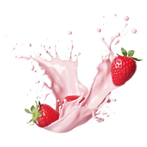 strawberry splash with milk or yogurt on transparent background ...