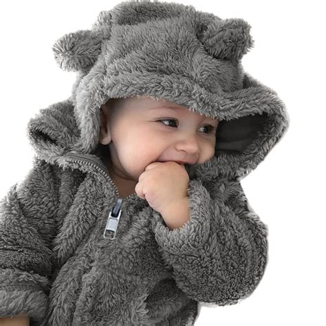 Toddler Baby Boys Girls Fur Hoodie solid full with Zipper coat Winter ...