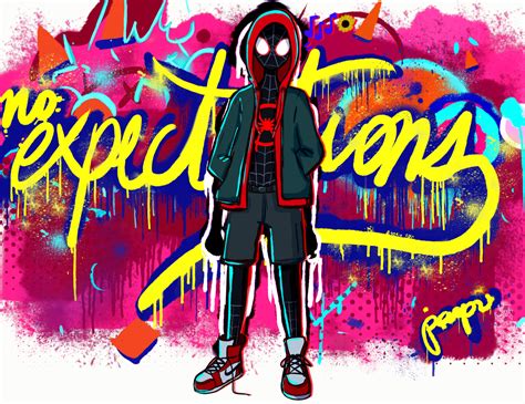 Spider man into the spider verse expectations graffiti wallpaper - dastfo