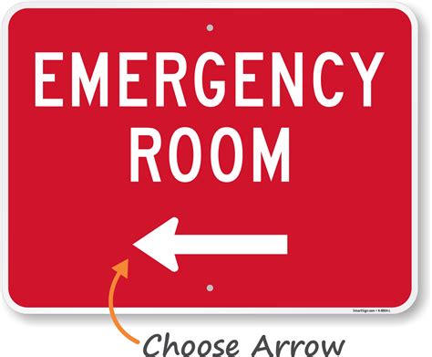 Emergency Room Sign with Left Arrow, SKU: K-8904-L