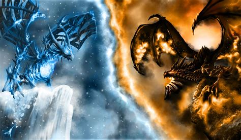 Fire Dragon vs Ice Dragon | ice dragon vs fire dragon, ice dragon, fire ...