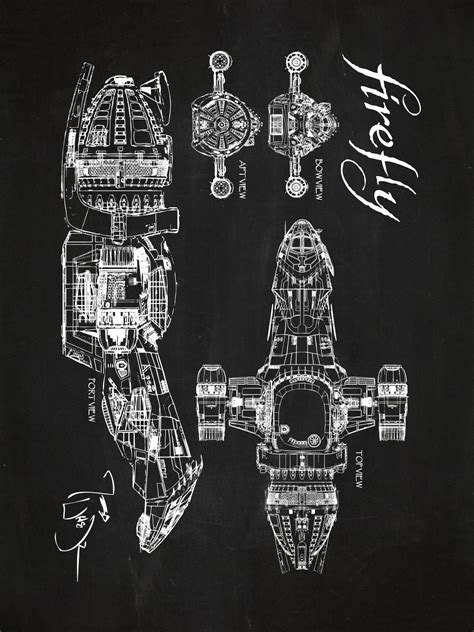 Inked and Screened Firefly Serenity Blueprint Graphic Art Poster in ...