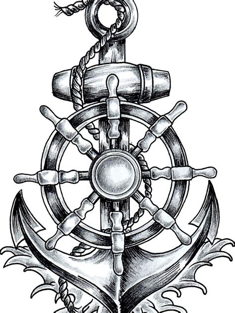 "Anchor and wheel tattoo design. Anchor and ship wheel tattoo design ...