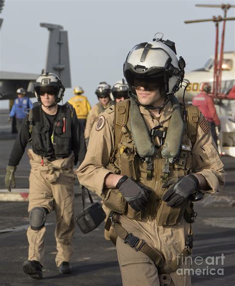 U.s. Navy Pilots On The Flight Deck Photograph by Giovanni Colla - Fine ...