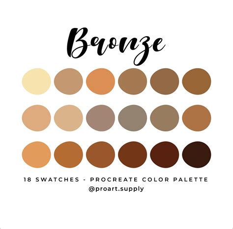 BRONZE PROCREATE COLOR Palette Beige Brown Gray for iPad | Etsy