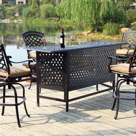 Darlee Sedona 5 Piece Cast Aluminum Patio Party Bar Set With Swivel Bar ...