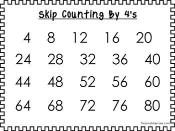 9 Printable Black Border Skip Counting 2's through 10's Wall Chart Posters.