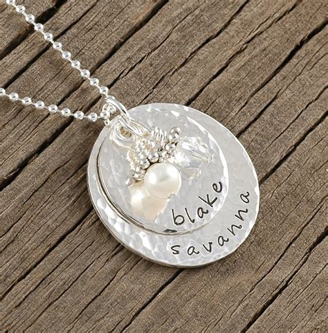 Personalized Necklace Sterling Silver Double Stacked