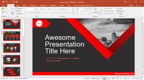 Animated Red Grey PowerPoint Template