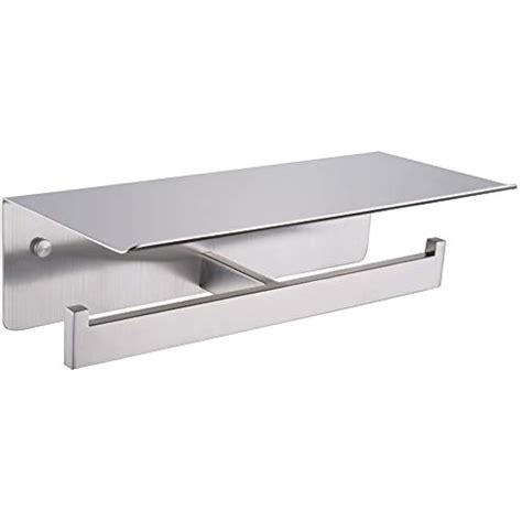 APLusee Double Toilet Paper Holder With Shelf Brushed Nickel, Modern ...