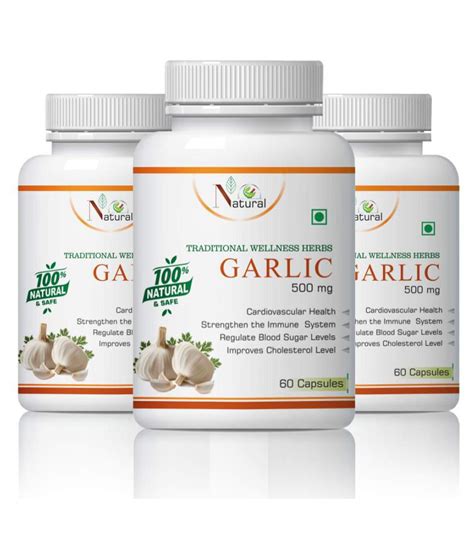 Natural Garlic for improves cholesterol level Capsule 180 no.s Pack of ...