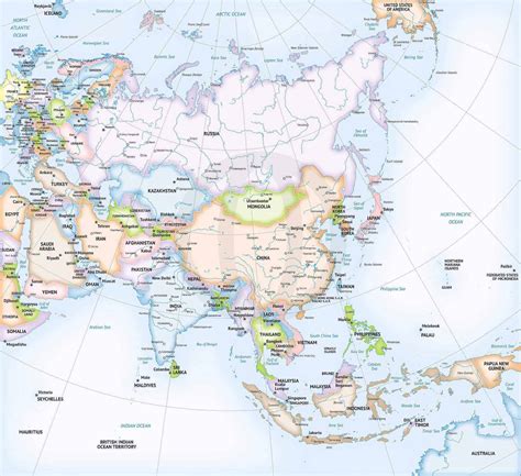 Vector Map of Asia Continent Political | One Stop Map