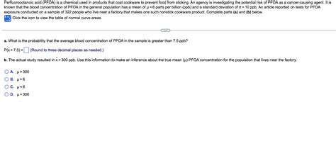 Solved Perfluorooctanoic acid (PFOA) is a chemical used in | Chegg.com