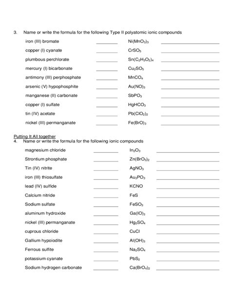 Polyatomic Ions Worksheet Sample Free Download