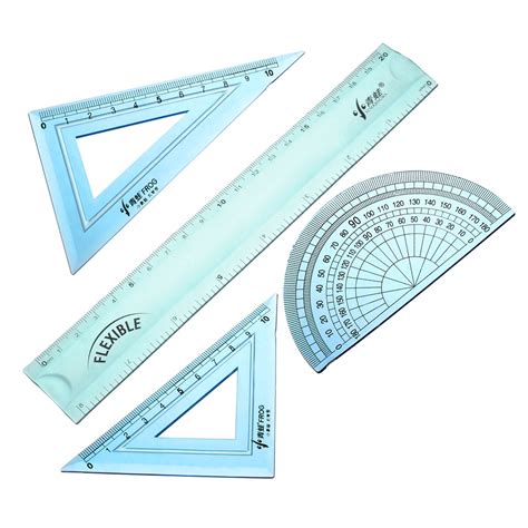 Math Set Flexible Rulers with Protractor Triangle Rulers 8 inch ...