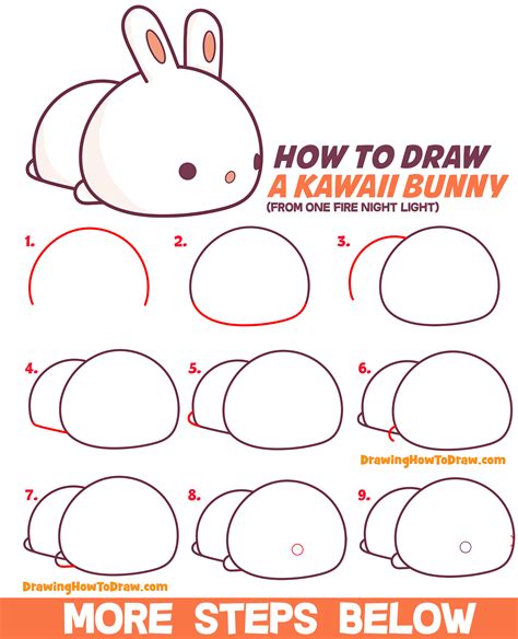 How to Draw a Cute Bunny Rabbit Laying Down (Kawaii / Chibi Style) Easy ...