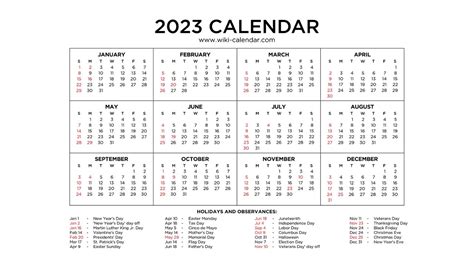 Year 2023 Calendar Printable with Holidays - Wiki Calendar - YouTube