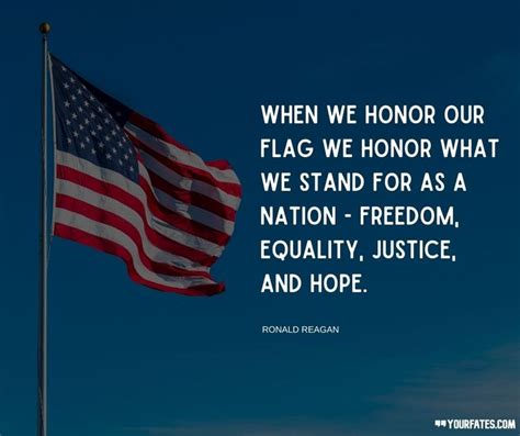 an american flag flying in the wind with a quote from ronald reagan on ...